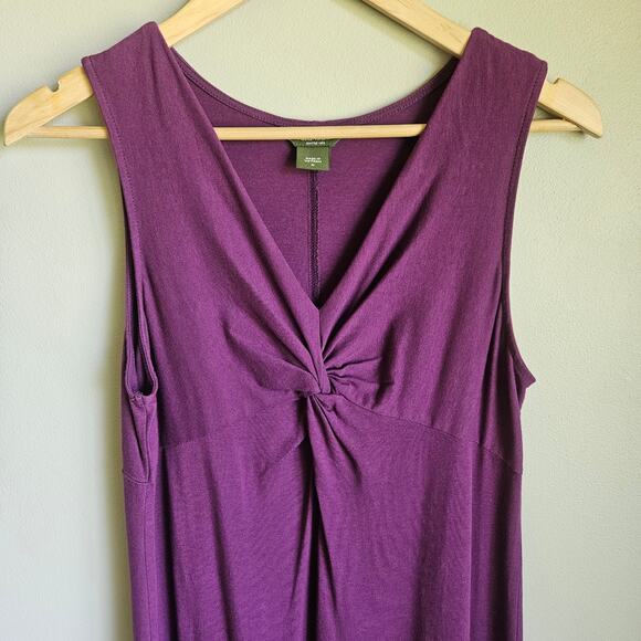 Eddie Bauer Maxi Dress Size M Purple Twist Front Sleeveless Cotton Comfy Summer - Picture 2 of 7